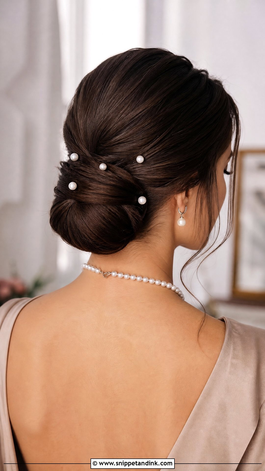 Pearl Embellished Chignon - Snippet and Ink - 20 Cute Wedding Guest Hairstyles