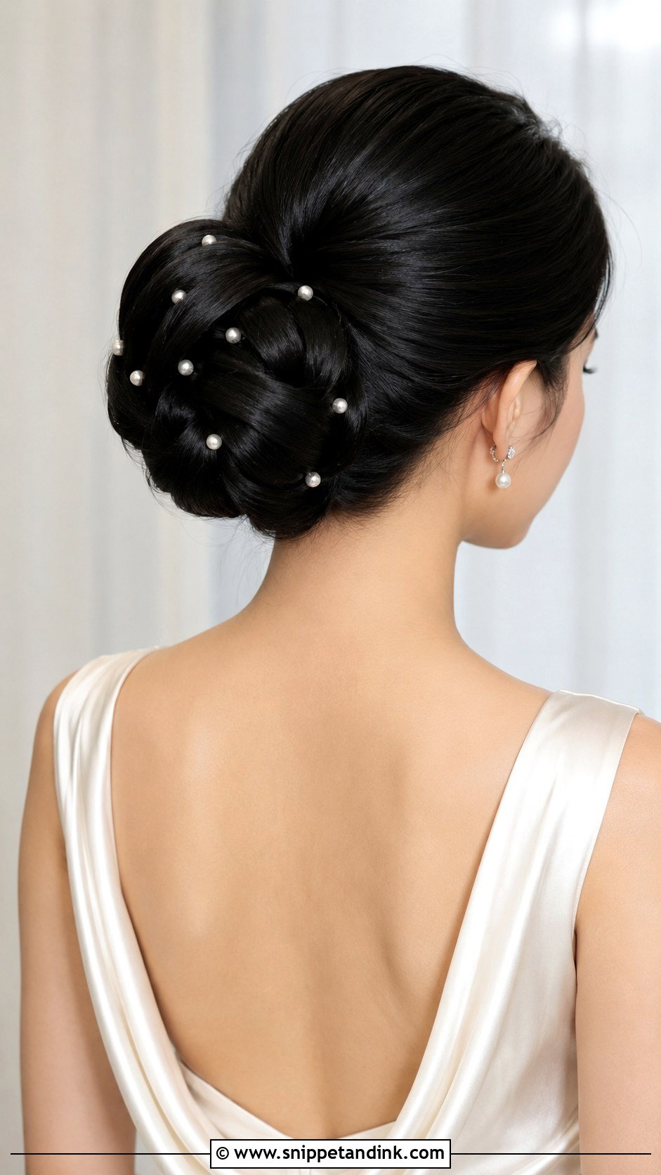 Pearl Embellished Chignon - Snippet and Ink - 25 Asian Bridal Hair Ideas