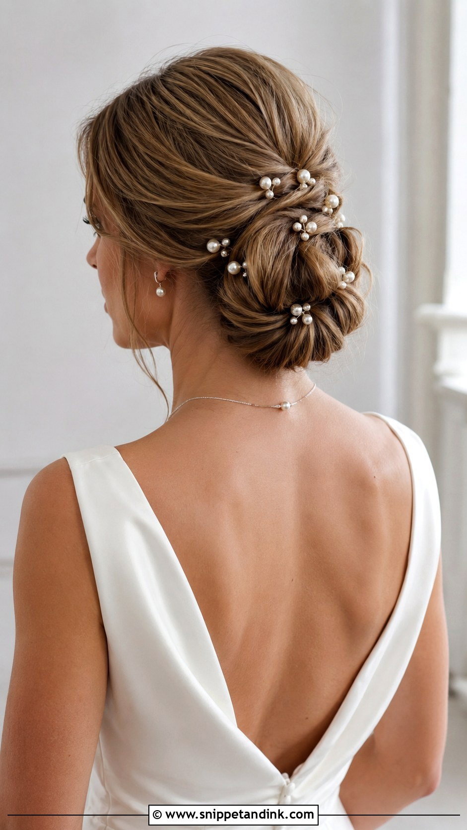 Pearl Embellished Chignon - Snippet and Ink - 20 Bridal Chignon Ideas