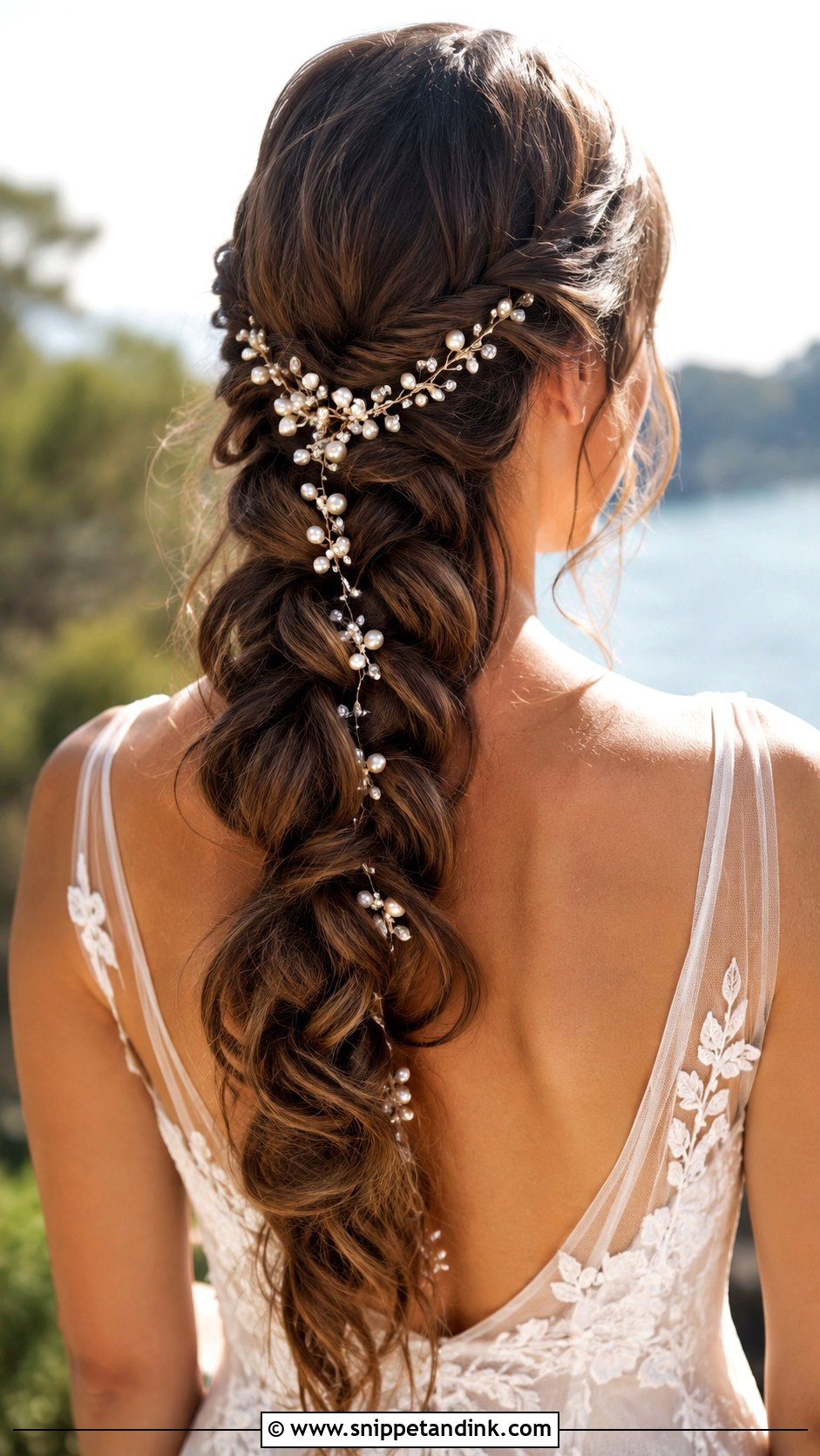 Pearl Embellished Fishtail Braid - Snippet and Ink - 20 Pearl Wedding Hair Ideas
