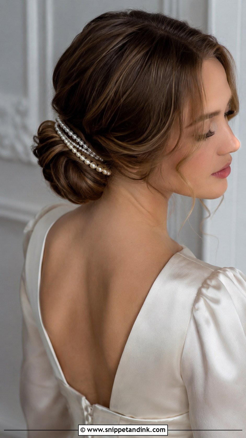 Pearl Embellished Low Bun - Snippet and Ink - 20 1920s Wedding Hair Ideas