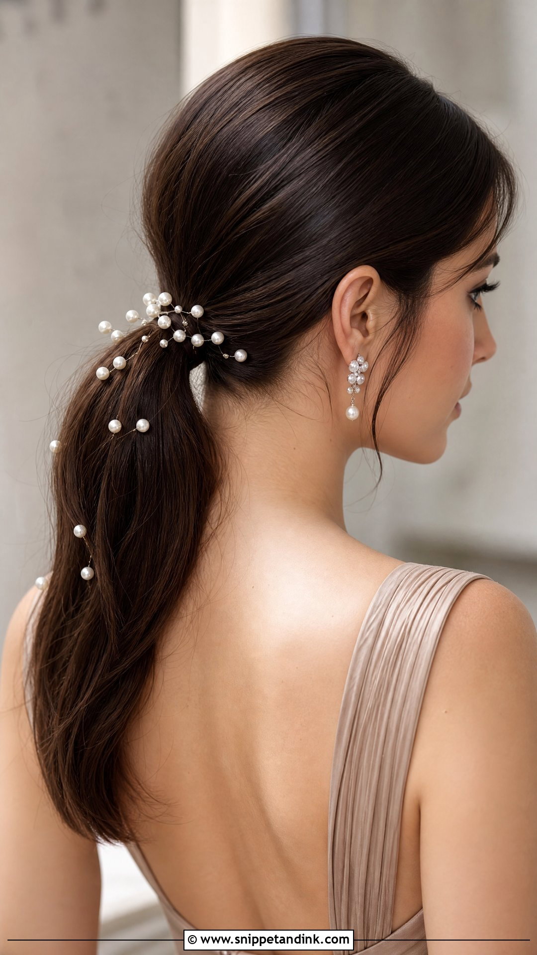 Pearl Embellished Ponytail - Snippet and Ink - 20 Ponytail Hairstyles for Wedding Guest