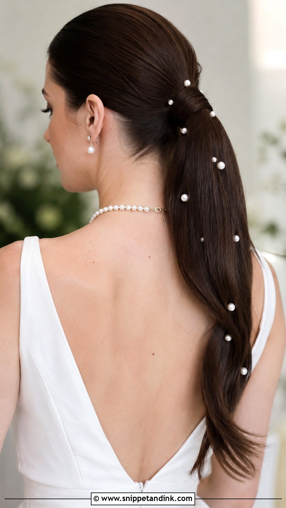 Pearl Embellished Ponytail for Wedding - Snippet and Ink - 30 Ponytail Hairstyles for Wedding
