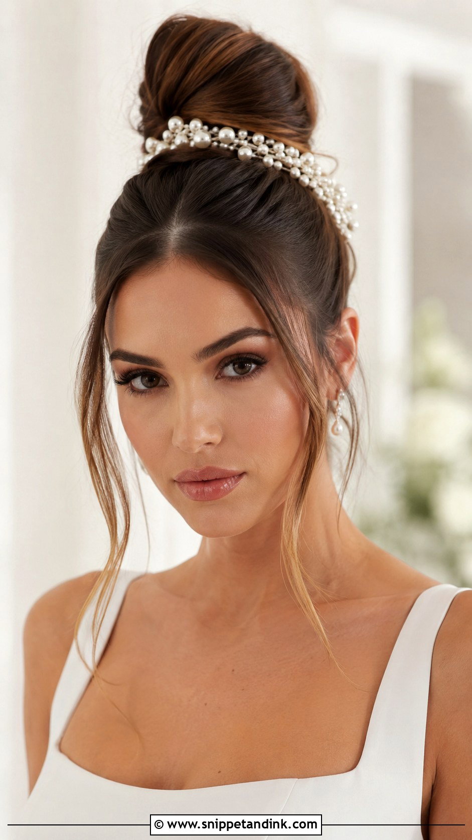 Pearl Embellished Top Knot - Snippet and Ink - 20 Bridal Hair Pearls Ideas