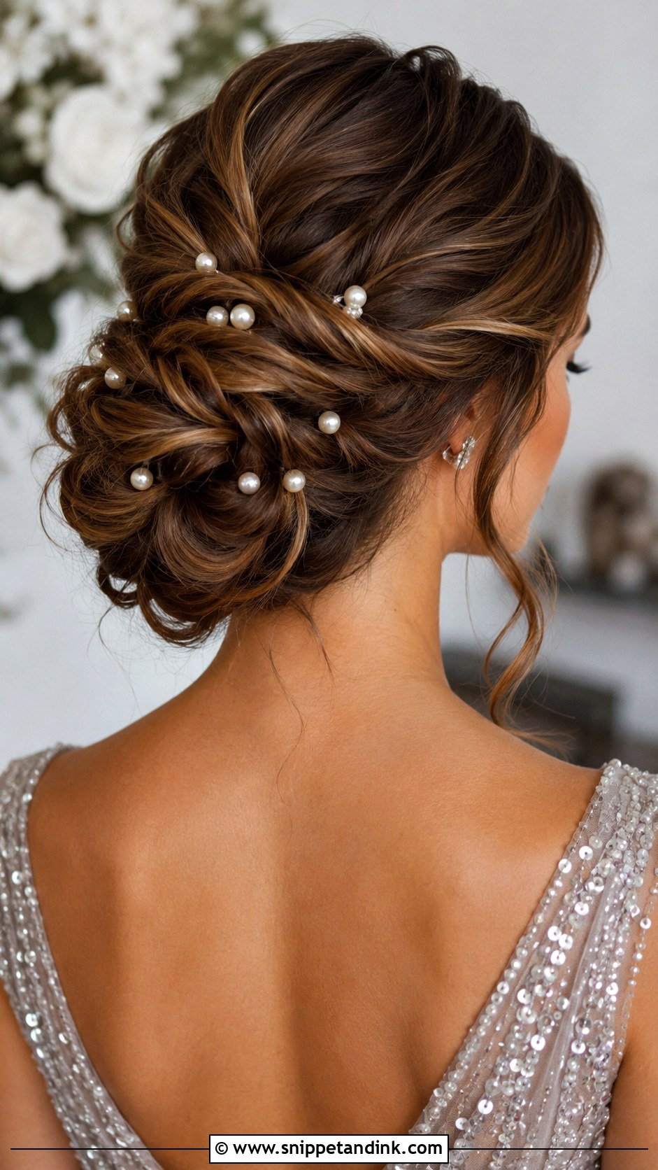 Pearl Embellished Updo - Snippet and Ink - 25 Wedding Guest Hair Ideas