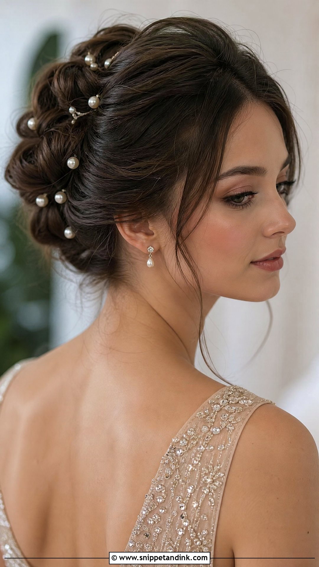 Pearl Embellished Updo - Snippet and Ink - 20 Wedding Guest Hair Long Ideas