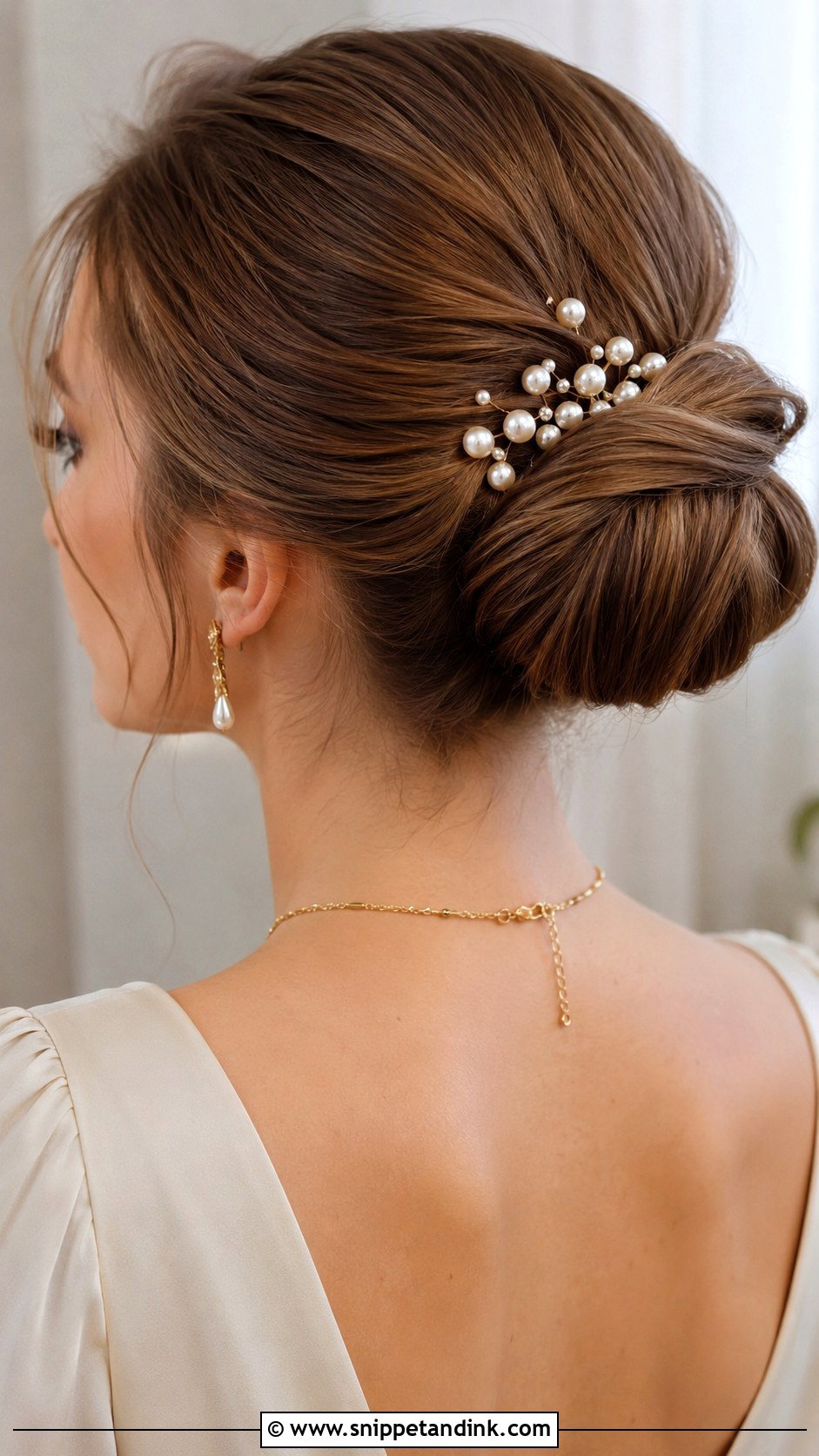 Pearl Embellished Updo - Snippet and Ink - 20 Winter Wedding Hair Ideas