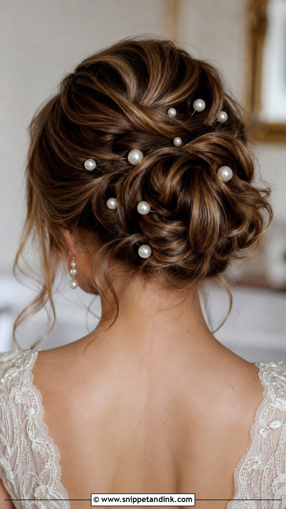 Pearl Embellished Updo - Snippet and Ink - 25 Engagement Bridal Hairstyles