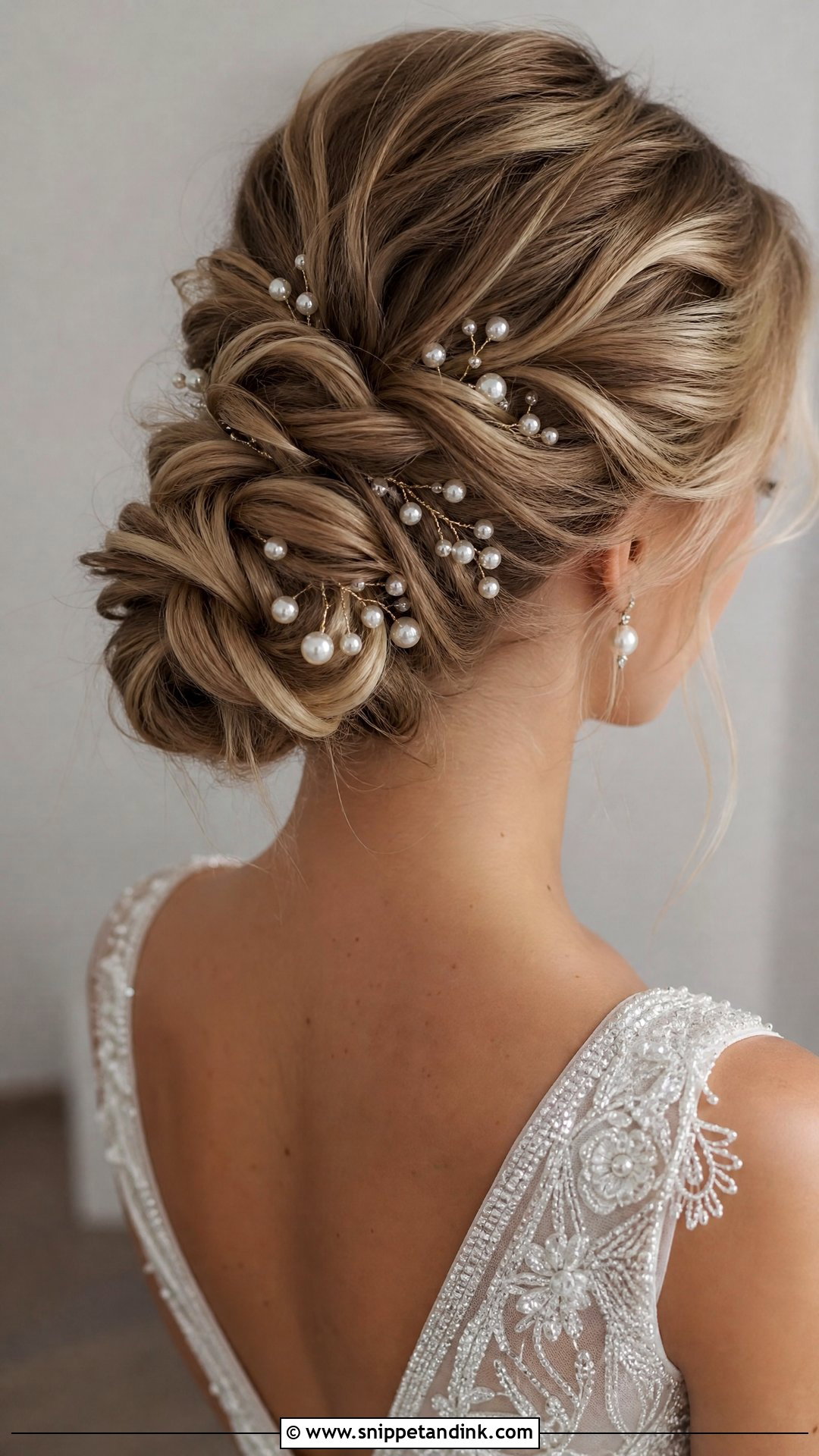 Pearl Embellished Updo for Bride - Snippet and Ink - 20 Up Hairstyles for Wedding
