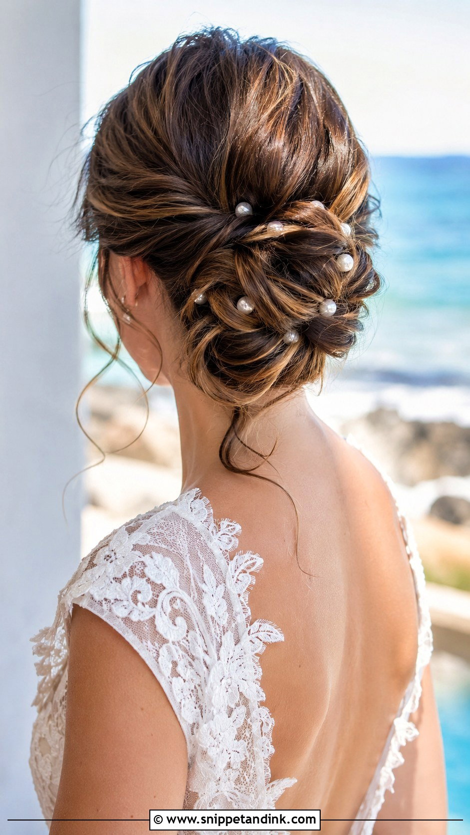 Pearl Embellished Updo - Snippet and Ink - 20 Beach Wedding Hair Updo Ideas
