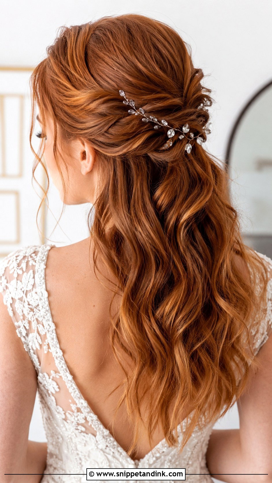 Pearl Embellished Wedding Hairstyle - Snippet and Ink - 20 Wedding Hairdos for Long Hair