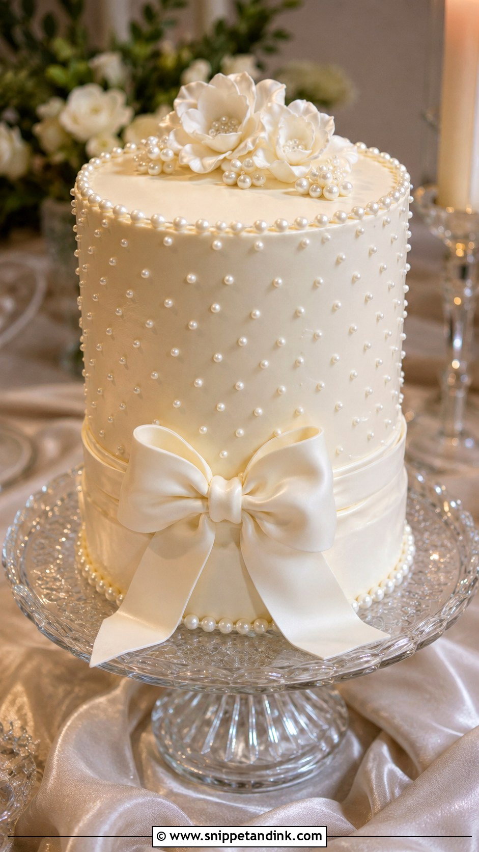 Pearl Engagement Cake - Snippet and Ink - 20 Elegant Engagement Cake Ideas