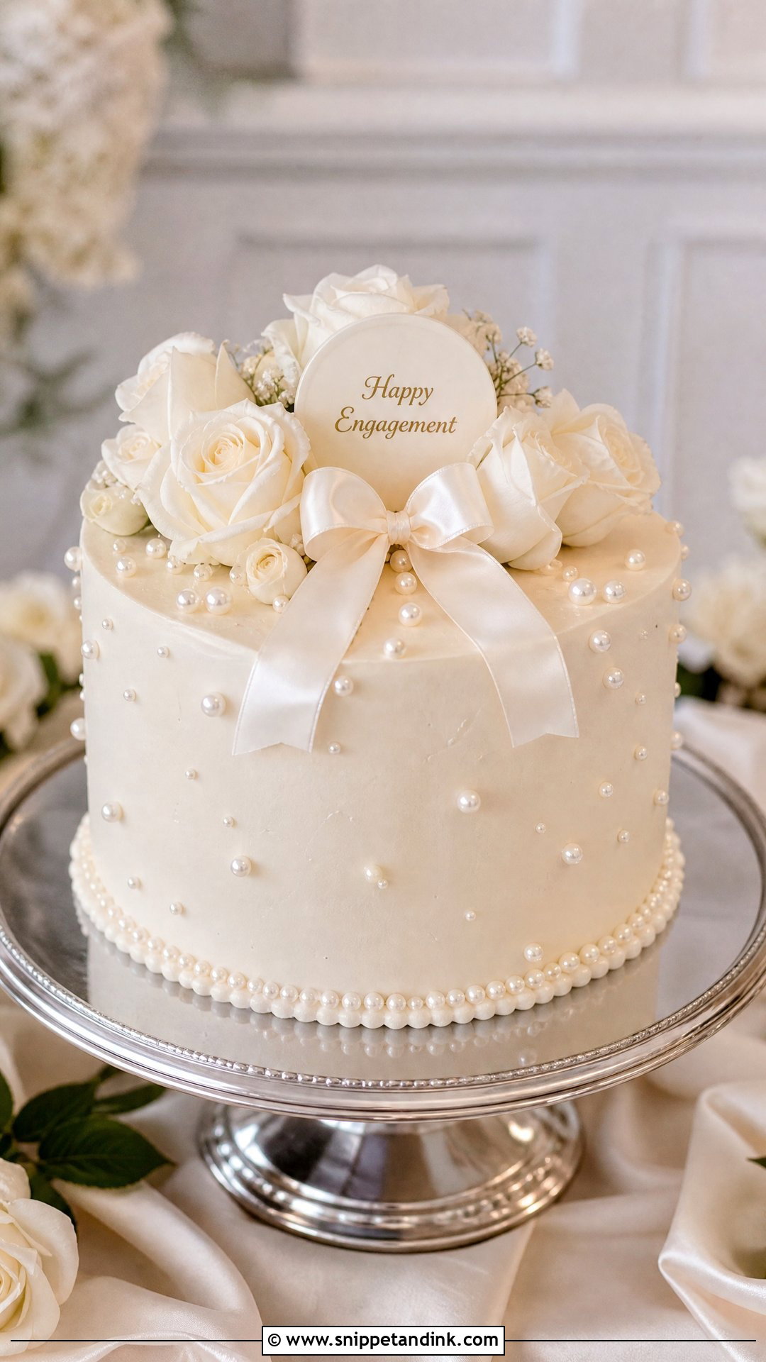 Pearl Engagement Cake - Snippet and Ink - 20 Simple Engagement Cake Designs