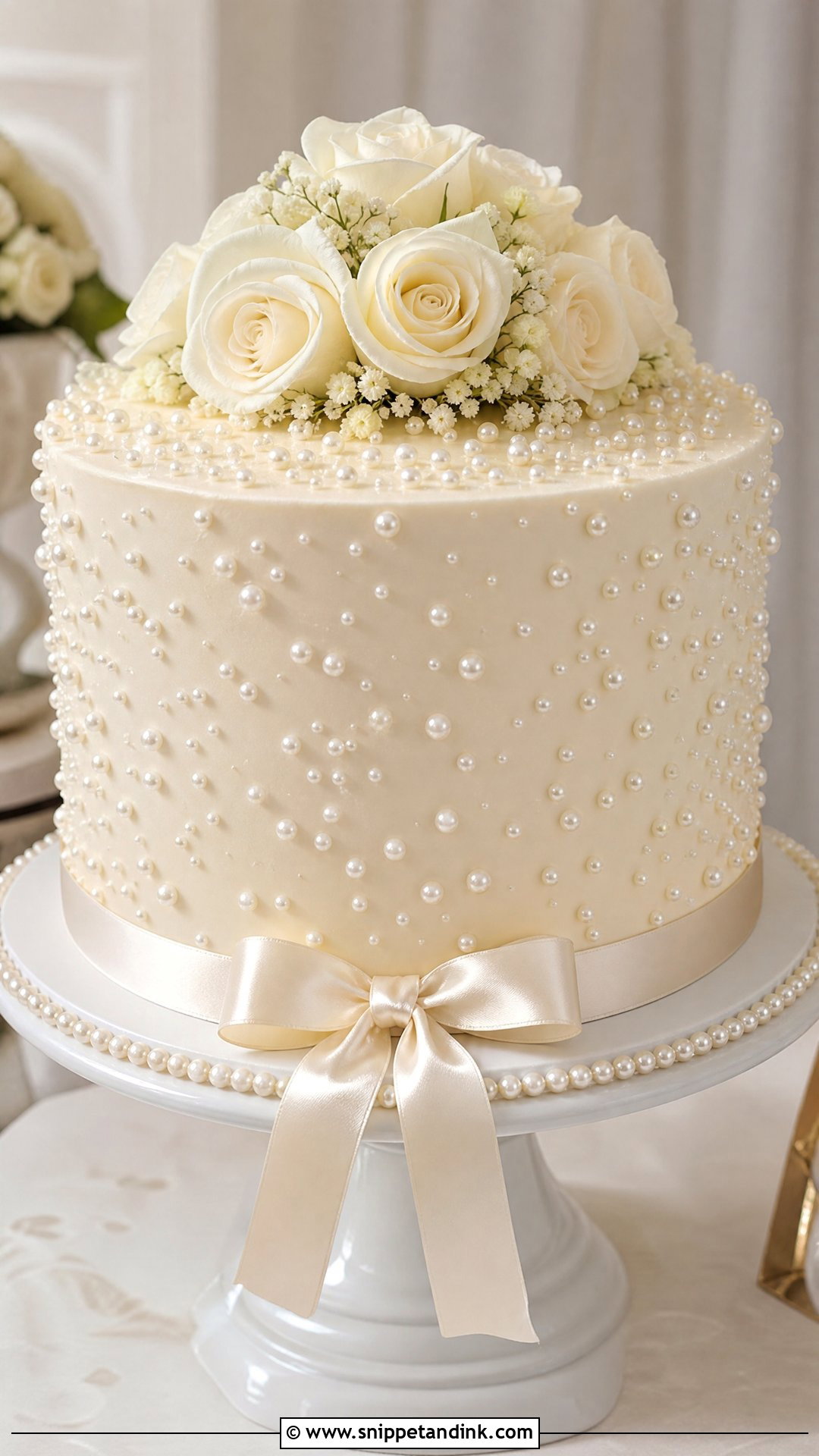 Pearl Engagement Cake - Snippet and Ink - 25 Engaged Cake Ideas