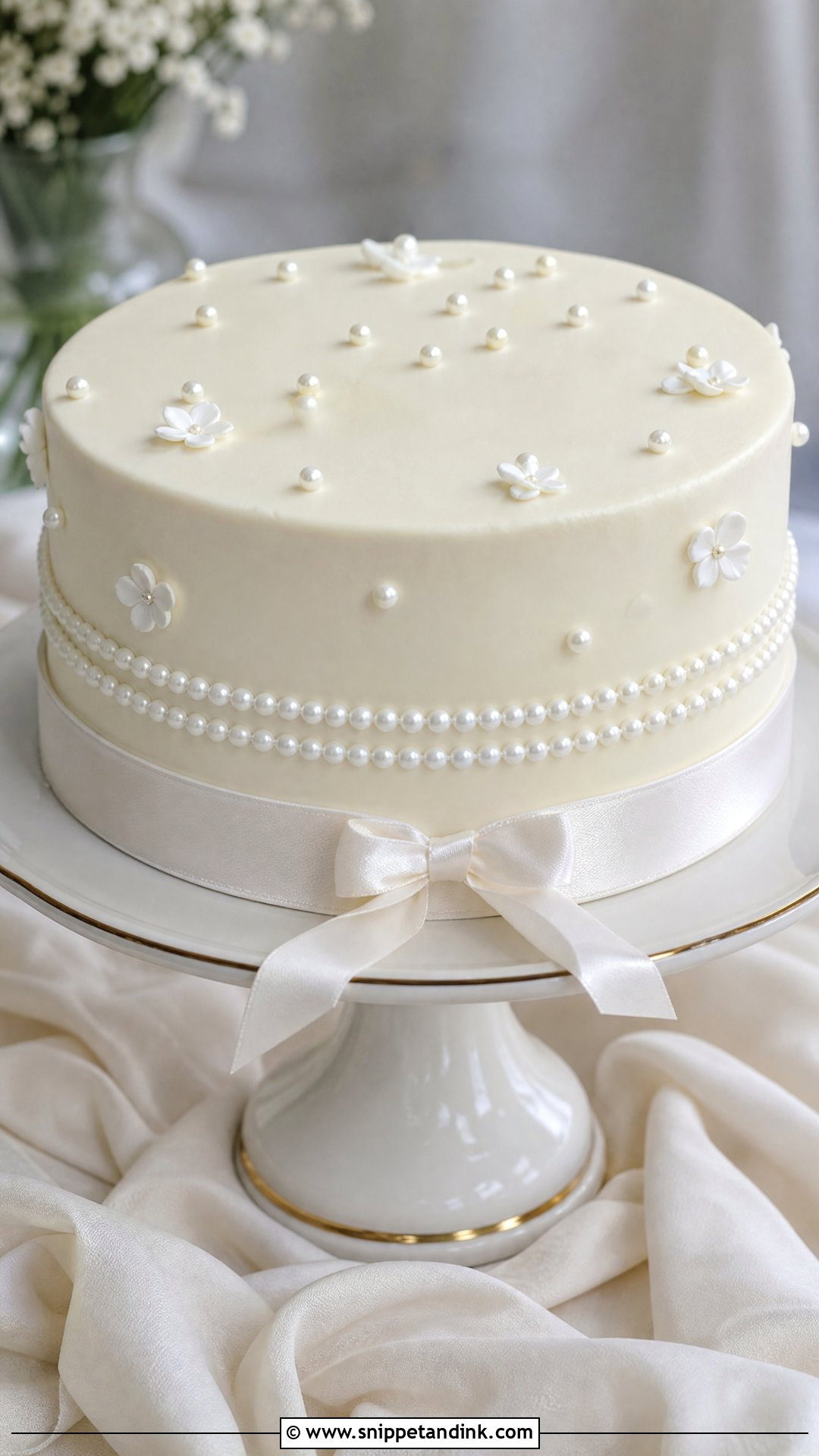 Pearl Engagement Cake - Snippet and Ink - 25 Engagement Cake Ideas