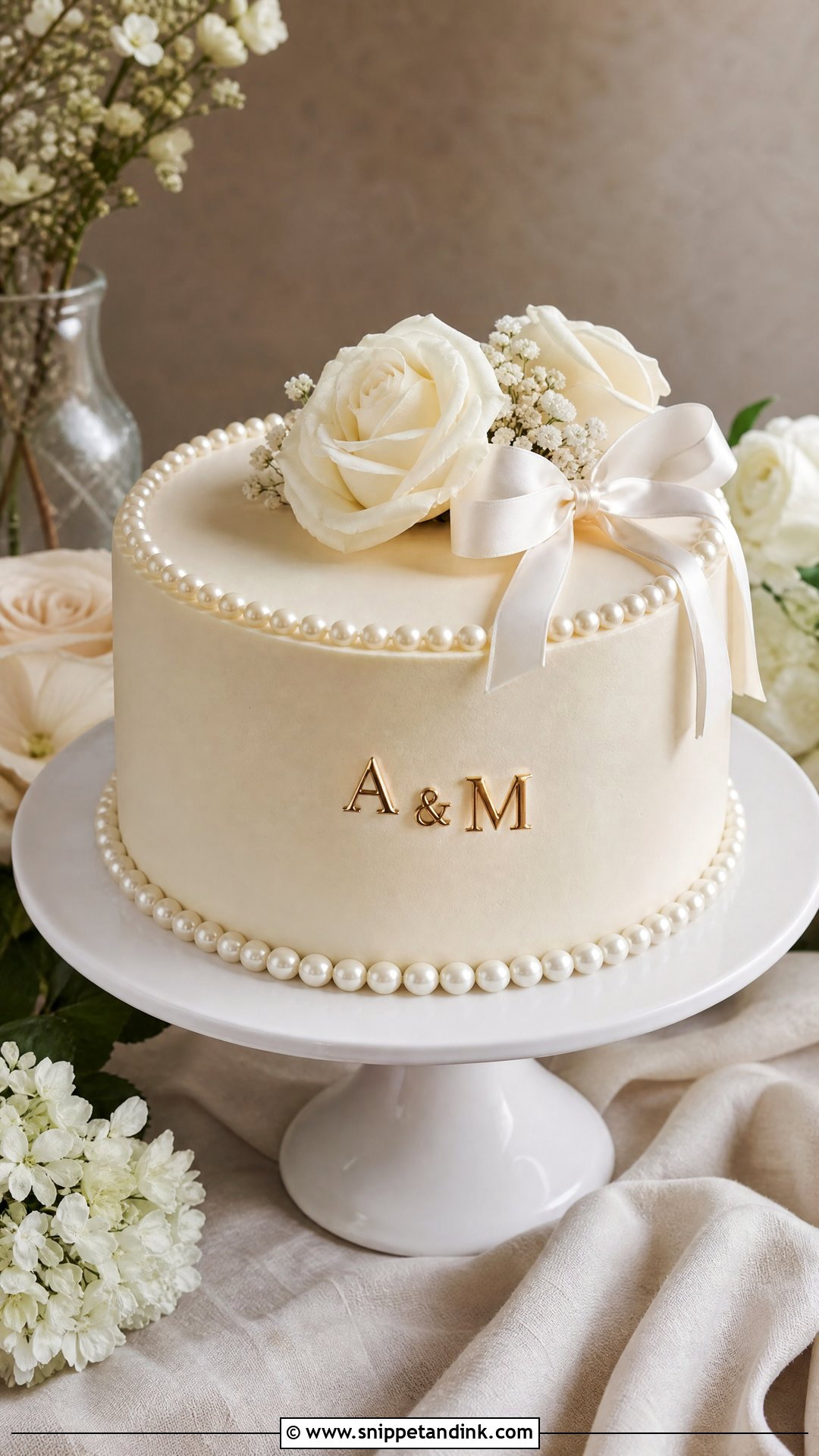 Pearl Engagement Cake - Snippet and Ink - 25 Unique Engagement Cake Designs