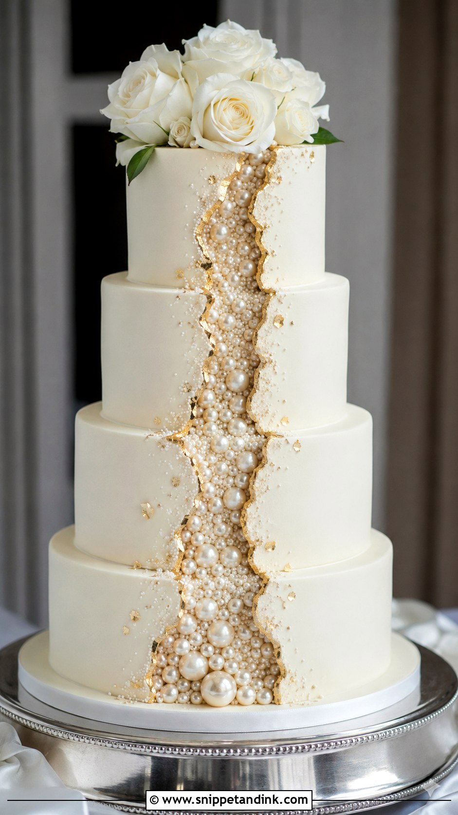 Pearl Fault Line Wedding Cake - Snippet and Ink - 20 Fault Line Cakes for Wedding