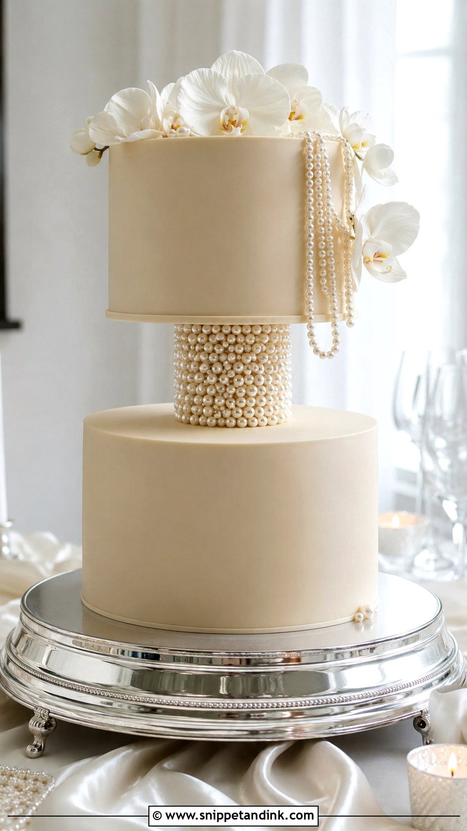 Pearl Floating Tier Wedding Cake - Snippet and Ink - 20 Wedding Cake Ideas with Floating Tier