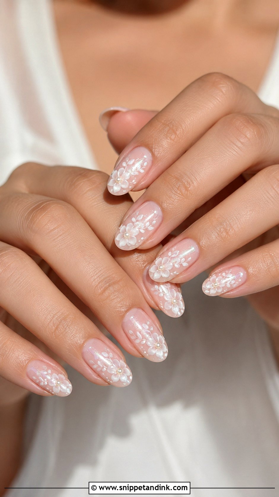 Pearl Floral Bridal Nails - Snippet and Ink - 20 Pearl Bridal Nails