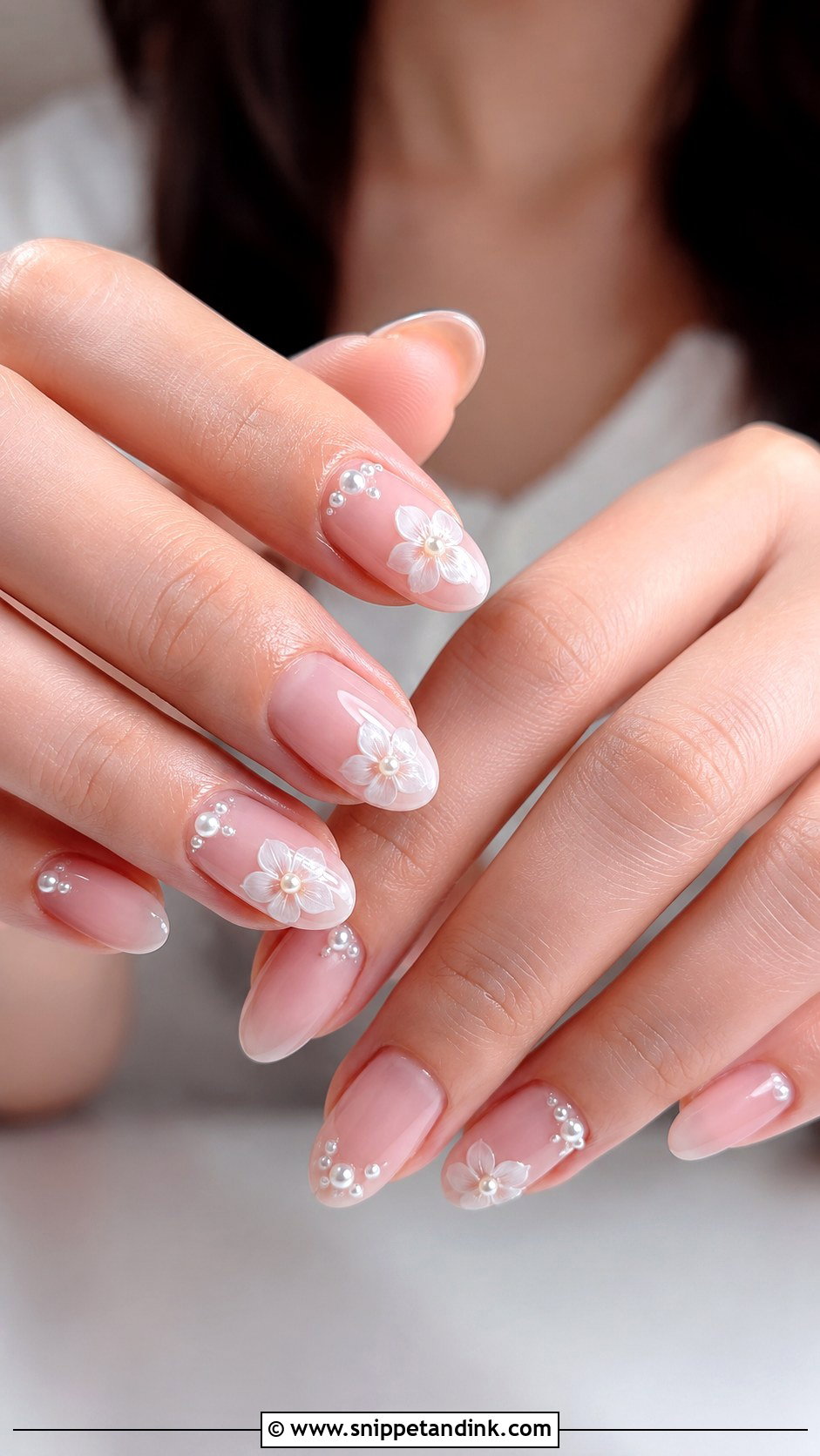 Pearl Floral Bridal Nails - Snippet and Ink - 20 Floral Bridal Nails