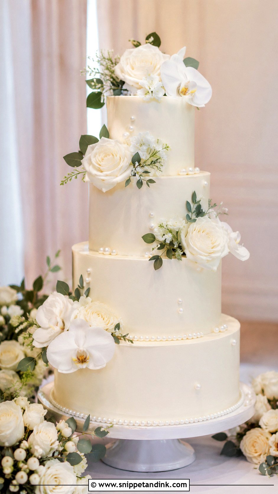 Pearl Floral Wedding Cake - Snippet and Ink - 20 Cakes with Pearls for Wedding