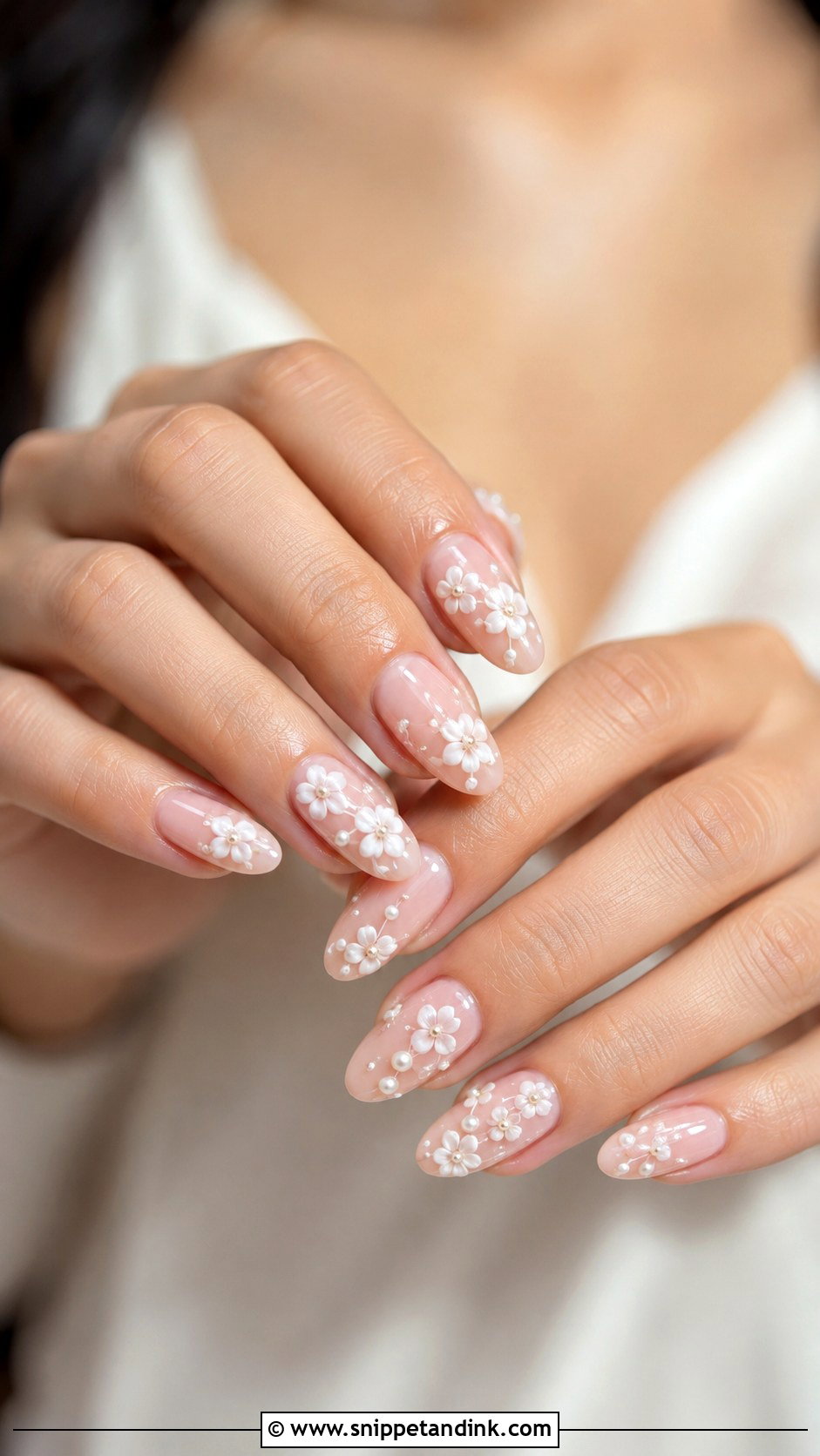Pearl Floral Wedding Nails - Snippet and Ink - 20 Pearl Wedding Nails for Bride