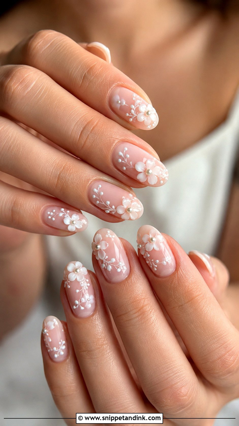Pearl Floral Wedding Nails - Snippet and Ink - 20 Wedding Nails Flowers