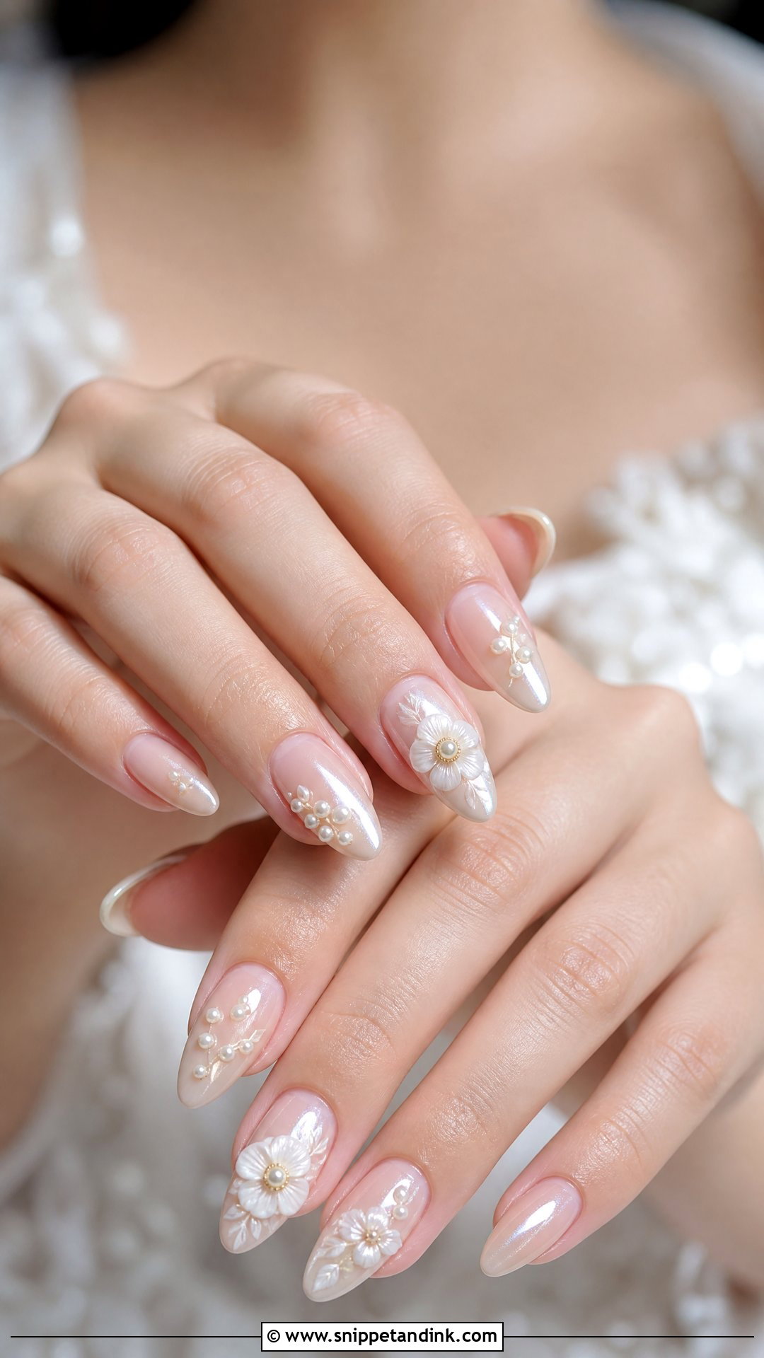 Pearl Floral Wedding Nails - Snippet and Ink - 25 Floral Wedding Nails