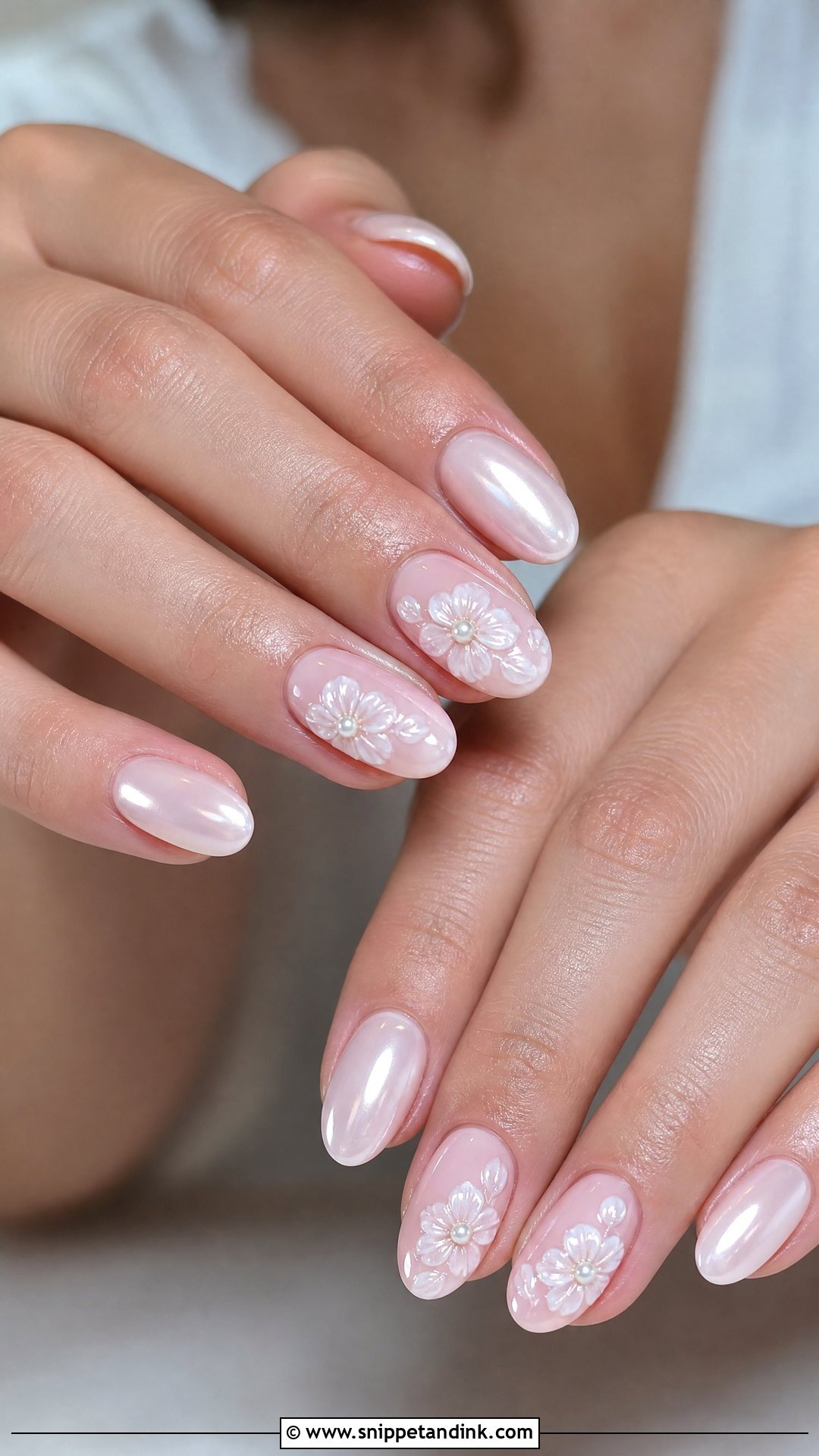 Pearl Floral Wedding Nails - Snippet and Ink - 25 Pearl Wedding Nails