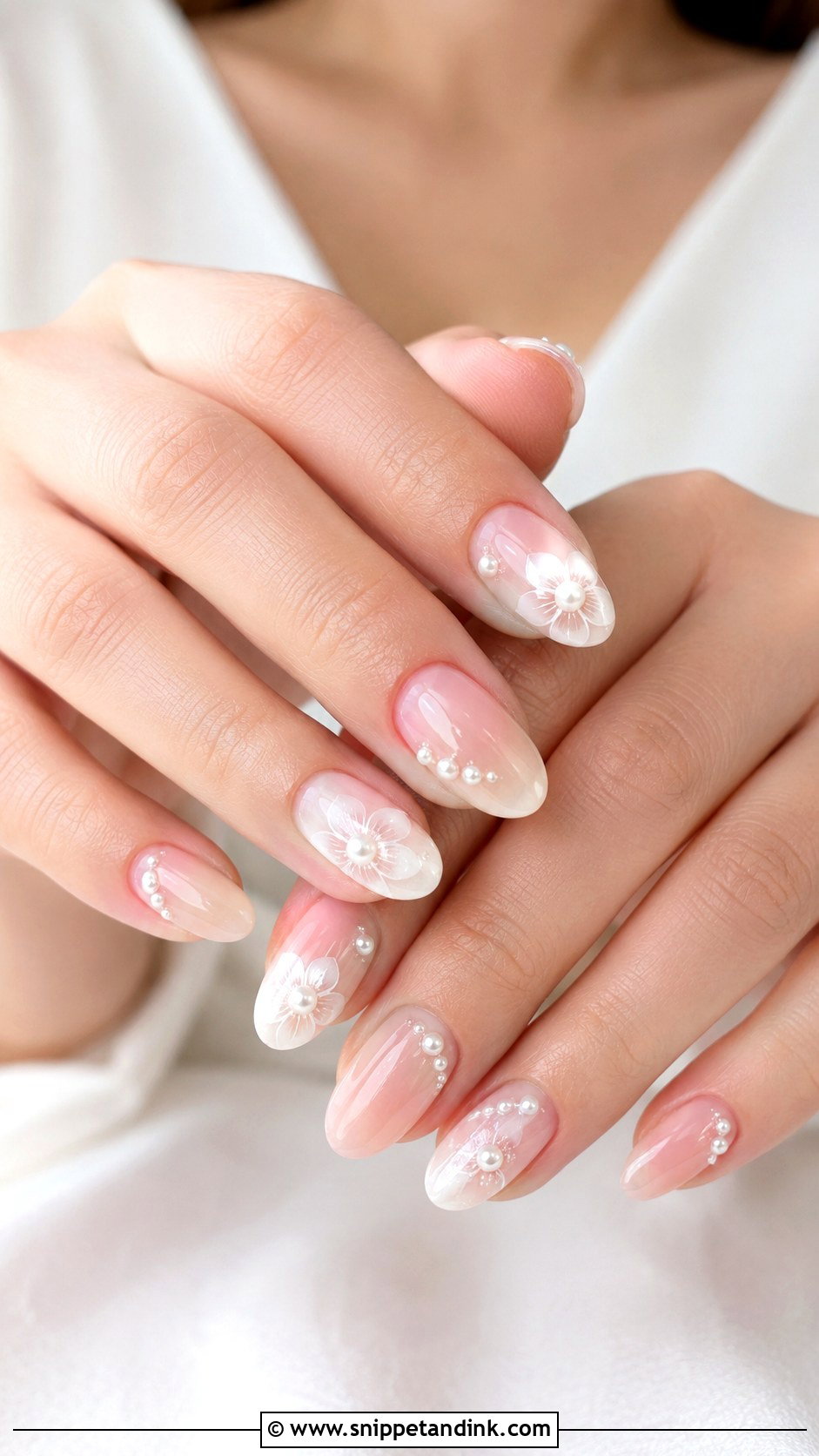 Pearl Flower Wedding Nails - Snippet and Ink - 20 Wedding Nails with Flowers