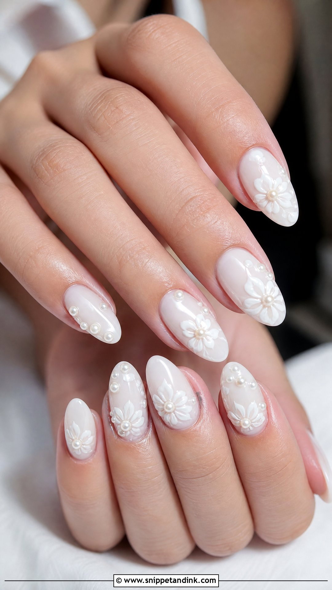 Pearl Flower Wedding Nails - Snippet and Ink - 25 Wedding Nails with Pearls