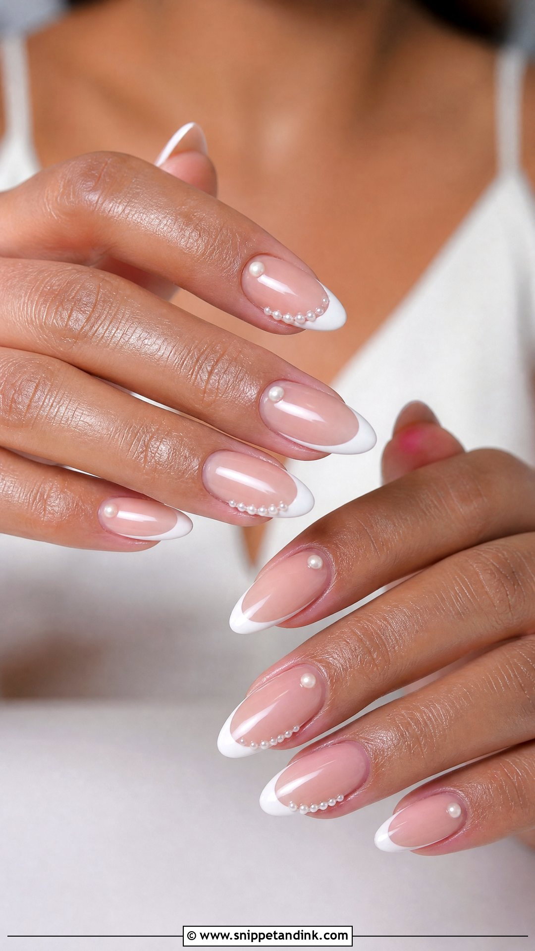 Pearl French Acrylic Wedding Nails - Snippet and Ink - 25 Acrylic Wedding Nails for Bride