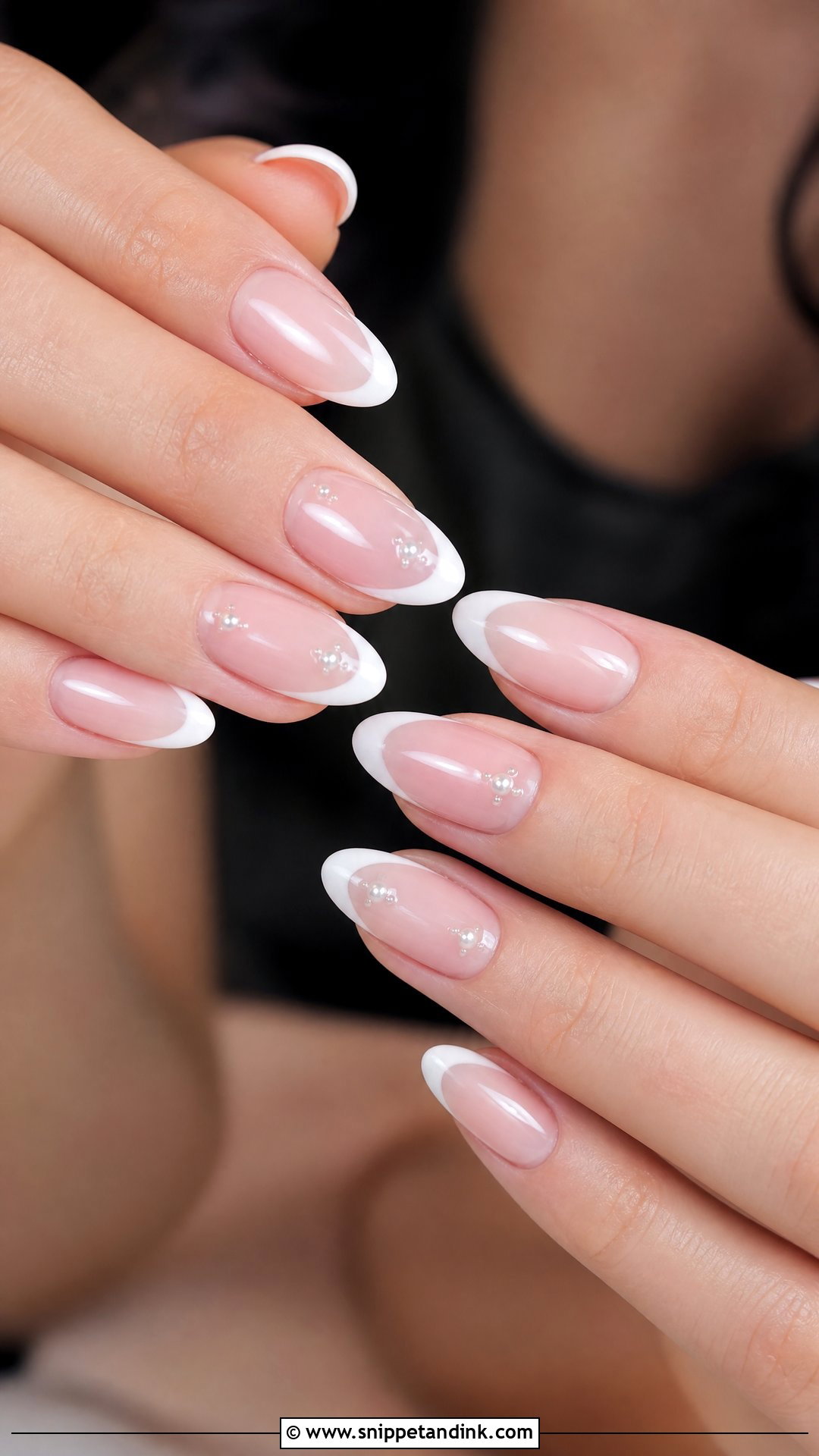 Pearl French Almond Wedding Nails - Snippet and Ink - 25 Almond Wedding Nails for Bride