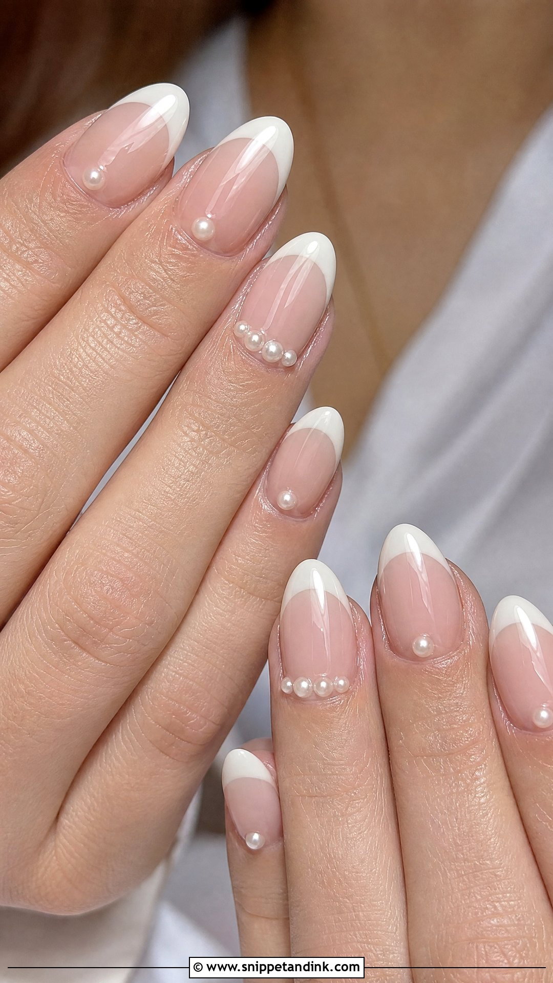 Pearl French Bridal Nails - Snippet and Ink - 25 French Bridal Nails