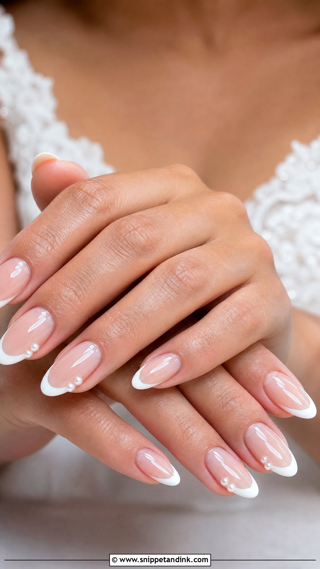 Pearl French Bridal Nails - Snippet and Ink - 35 Bridal Nails Wedding
