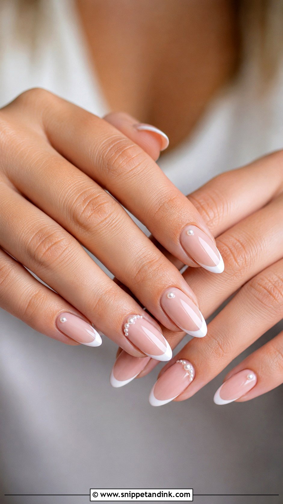 Pearl French Bridal Wedding Nails - Snippet and Ink - 20 French Bridal Wedding Nails