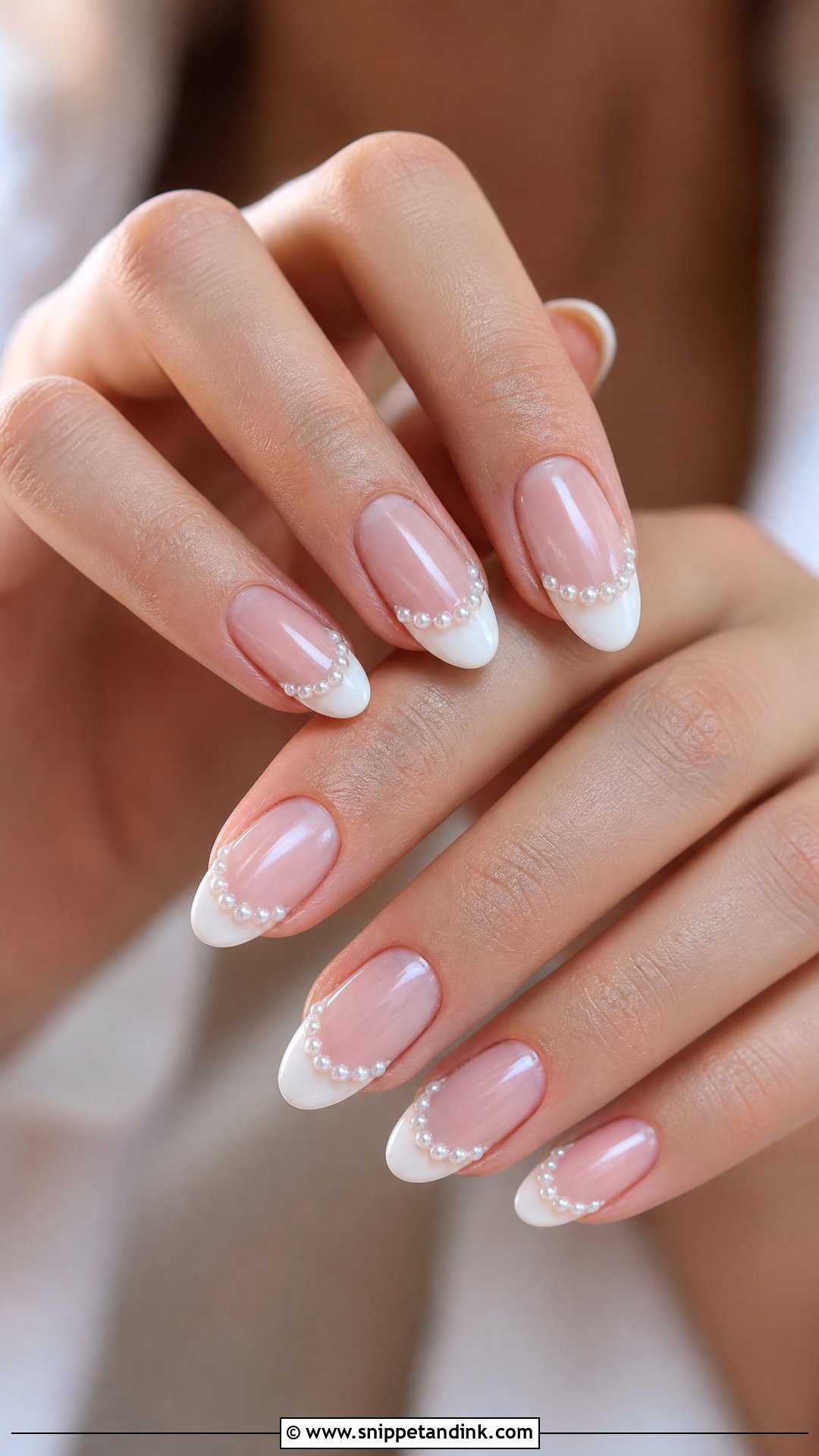 Pearl French Bride Nails - Snippet and Ink - 35 Bride Nails Wedding