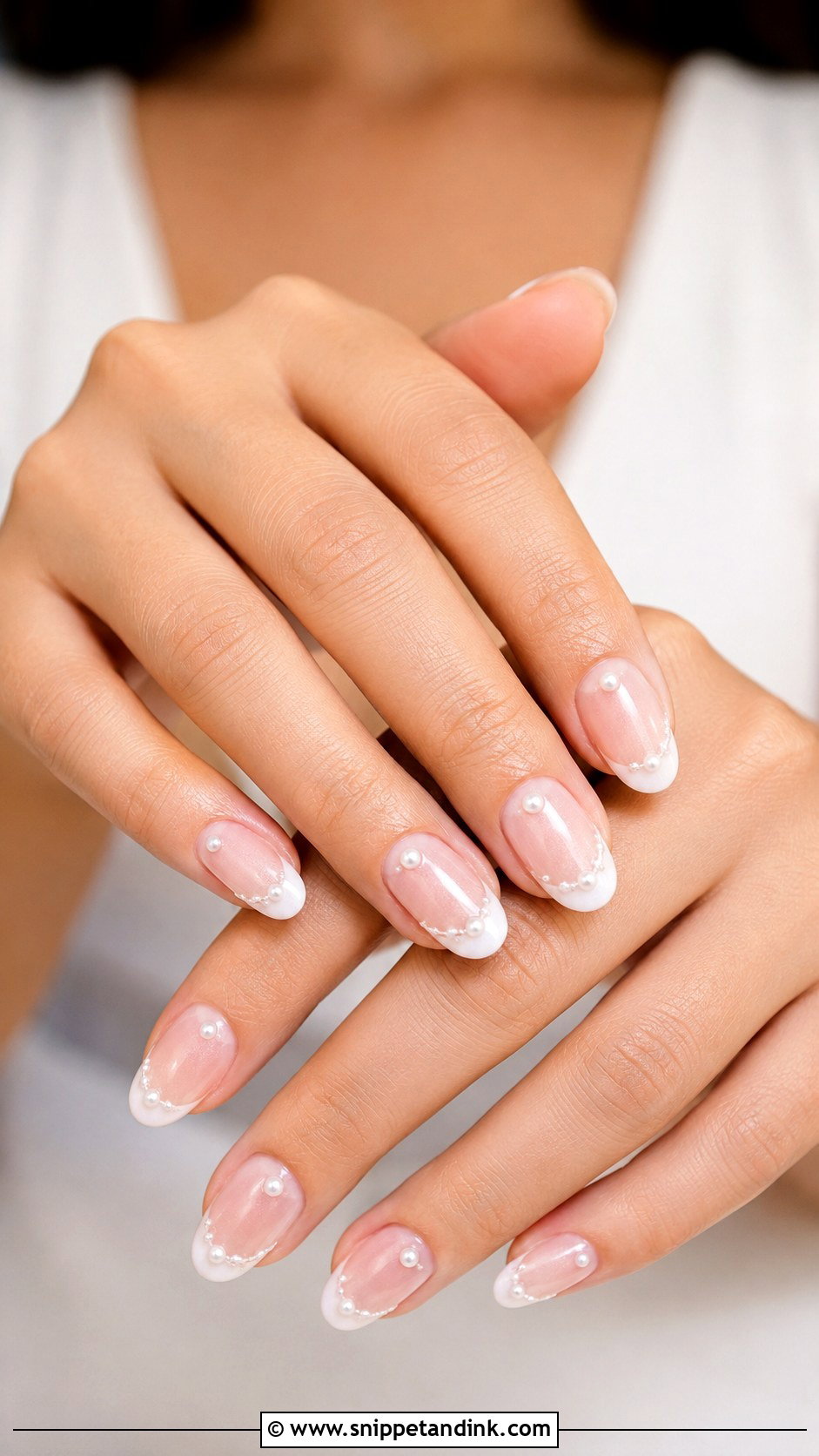 Pearl French Bride Nails - Snippet and Ink - 20 French Bride Nails