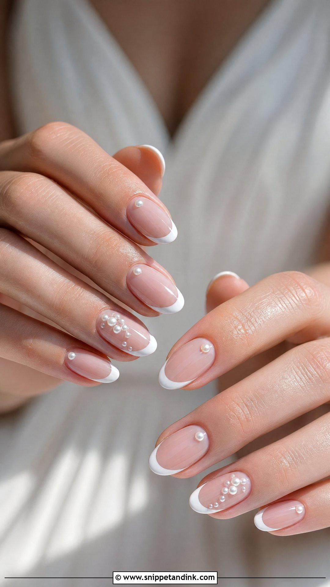 Pearl French Bride Wedding Nails - Snippet and Ink - 25 Elegant French Bride Wedding Nails