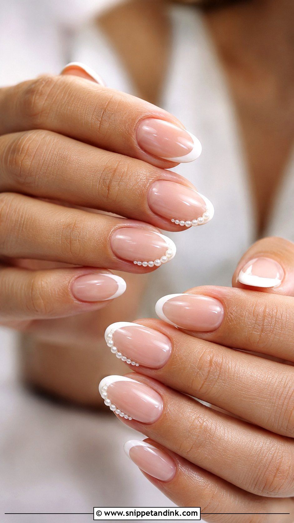 Pearl French Oval Bridal Nails - Snippet and Ink - 20 Oval Bridal Nails