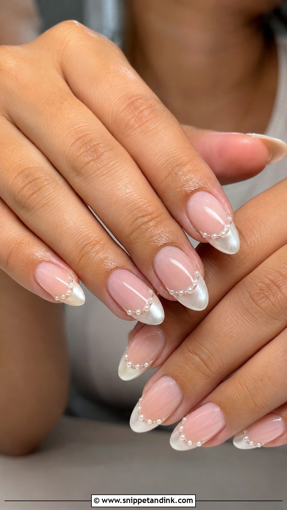 Pearl French Tip Nails - Snippet and Ink - 30 Wedding Guest Nails Ideas