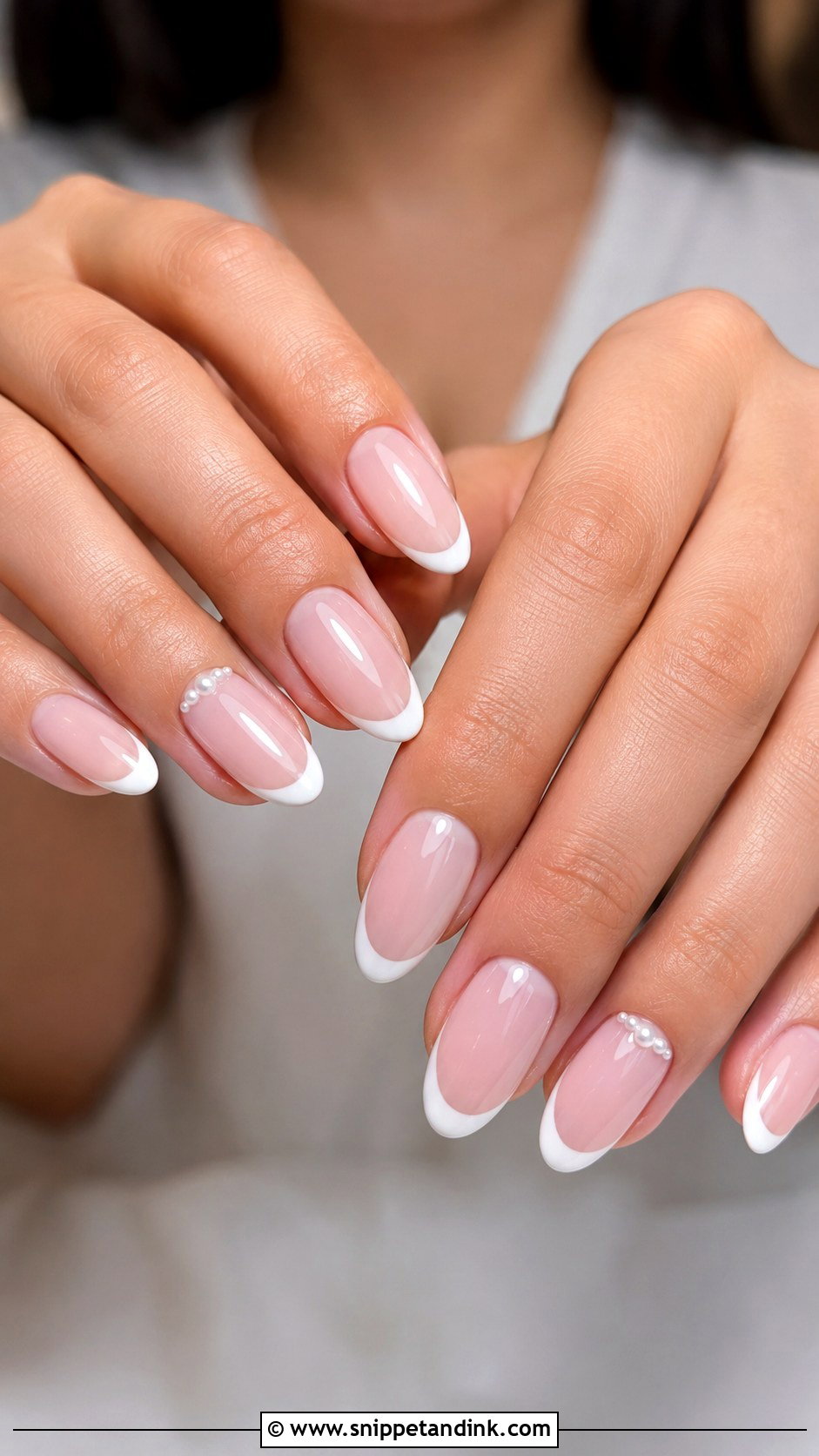 Pearl French Tip Nails - Snippet and Ink - 20 Nail Art for Wedding Guest Ideas