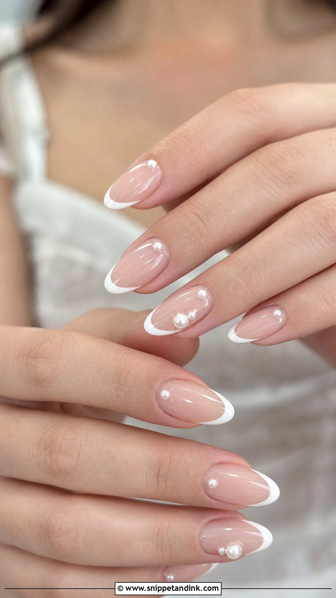 Pearl French Tip Wedding Nails - Snippet and Ink - 25 French Tip Wedding Nails