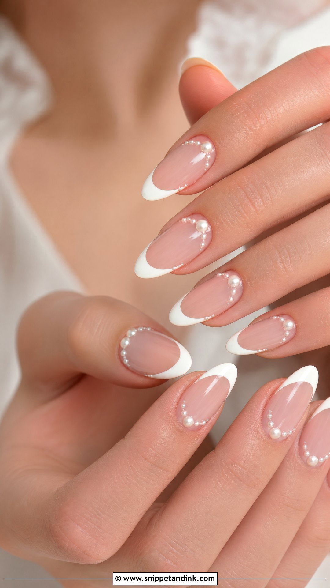 Pearl French Tip Wedding Nails - Snippet and Ink - 25 Wedding Nails with Pearls