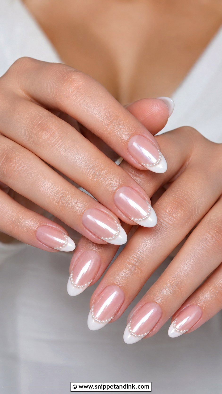 Pearl French Tip Wedding Nails - Snippet and Ink - 20 Pearl Wedding Nails for Bride
