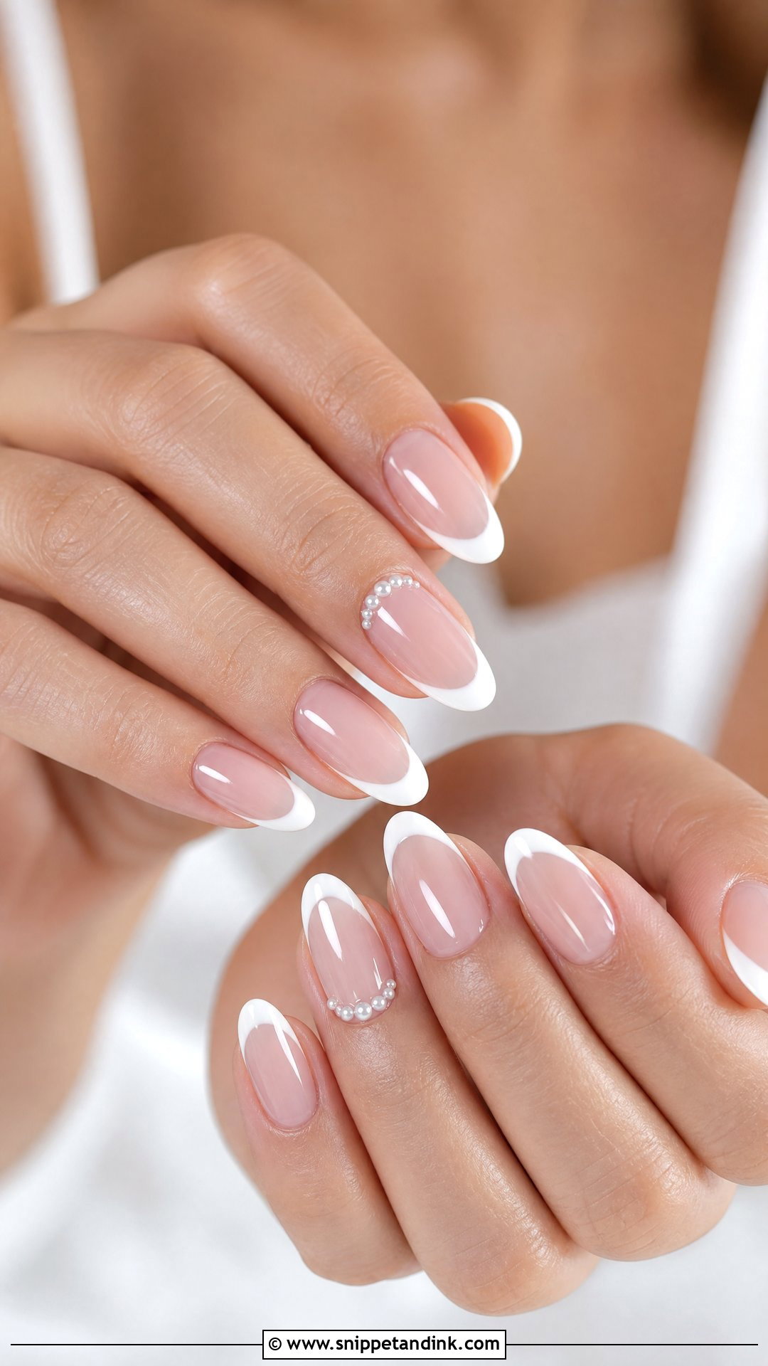 Pearl French Wedding Nails - Snippet and Ink - 25 French Wedding Nails