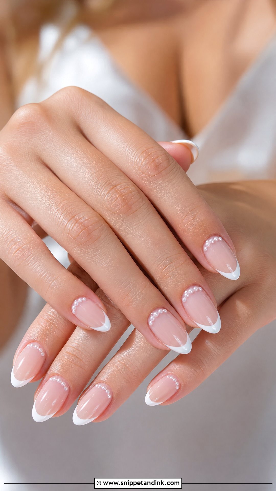 Pearl French Wedding Nails - Snippet and Ink - 25 Wedding Nails 2025