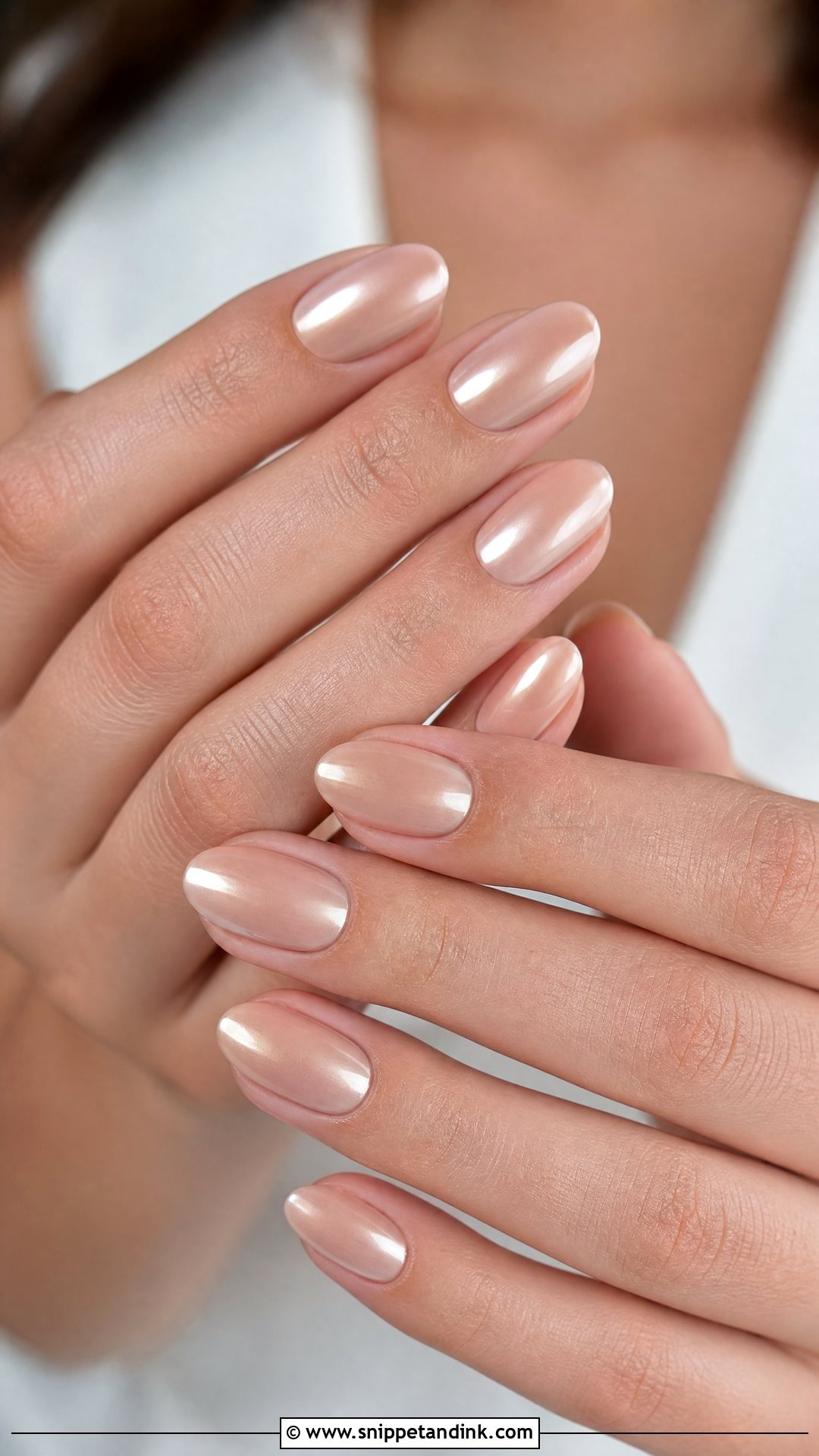 Pearl Glazed Nude Nails - Snippet and Ink - 20 Summer Wedding Guest Nails