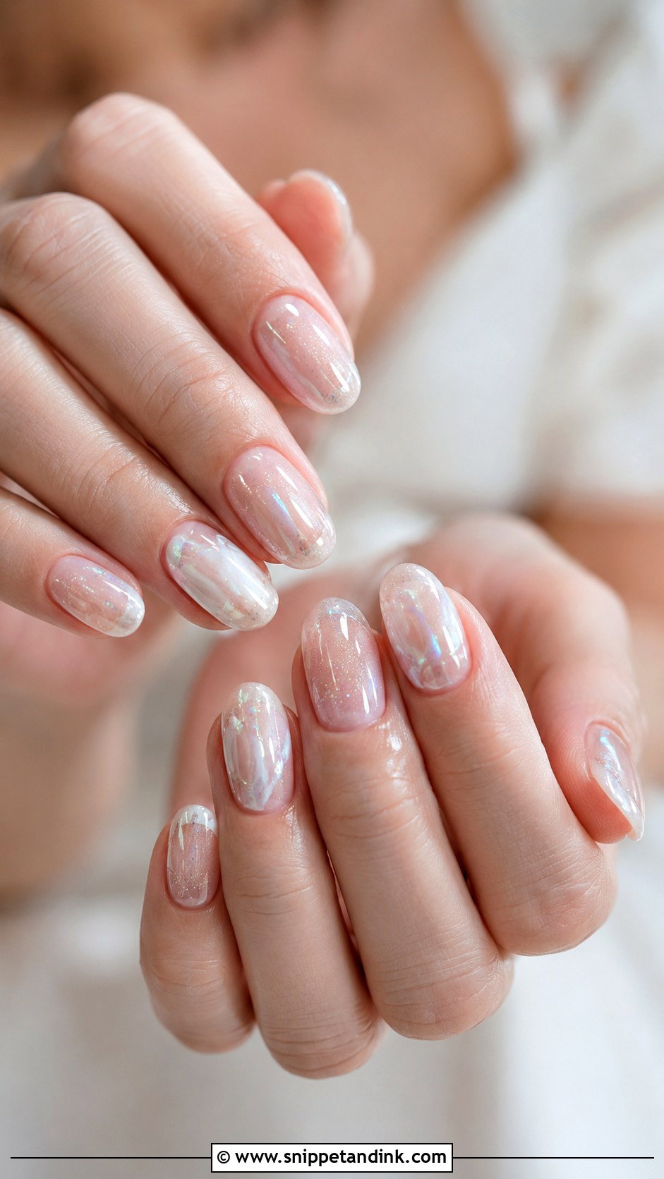 Pearl Glitter Bridal Nails - Snippet and Ink - 20 Glitter Bridal Nails