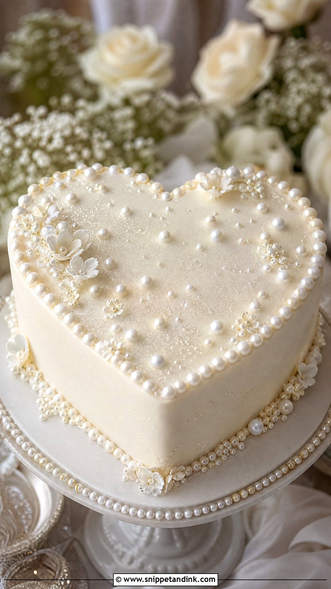 Pearl Glitter Heart Cake - Snippet and Ink - 25 Glitter Heart Cake Ideas for Wedding